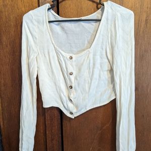 Long Sleeve Button Down Crop Top
